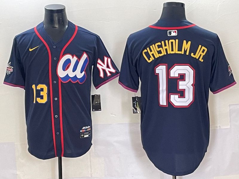 Men 2025 New York Yankees #13 Chisholm jr Drak Blue All star Nike MLB Jersey style 2